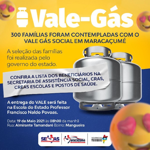 Prefeitura inicia a entrega do Vale-Gás na próxima quarta-feira (19)